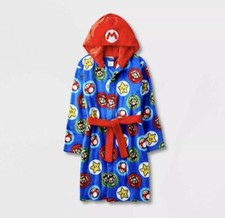 Boys Robe Super Mario Bros Size10/12 Pajamas Swimsuit Cover Up Bathrobe Girl NWT