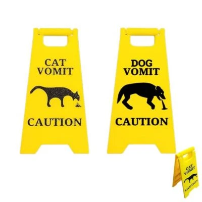 Cat Dog Vomit Signs Funny Black Cat Sign for Bathroom Decor Vintage Cat Gift - Image 1 of 4