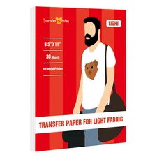 30 Sheets Light Cotton T-shirt Heat Transfer Paper 8.5x11 Printable HTV Iron-On