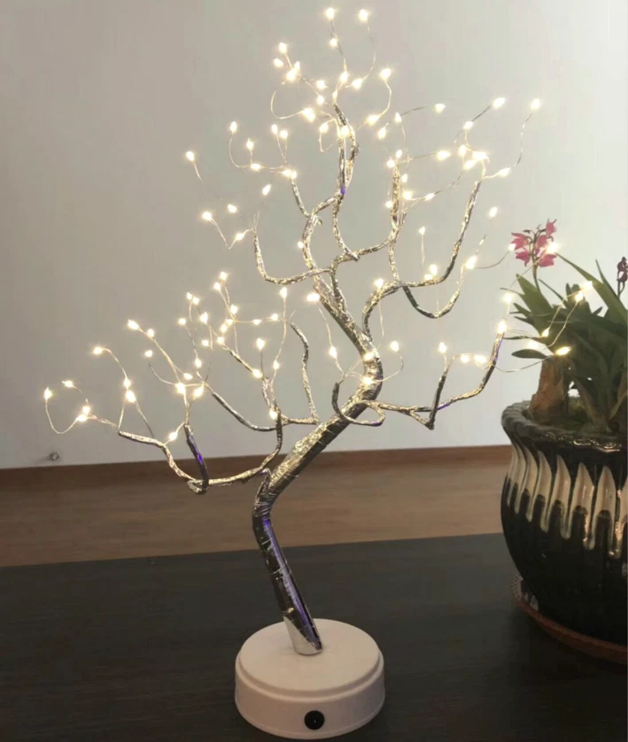 108 LED Night Light Tree Table Desk Lamp Silver Branch Battery USB Party Decor - image 3 of 4