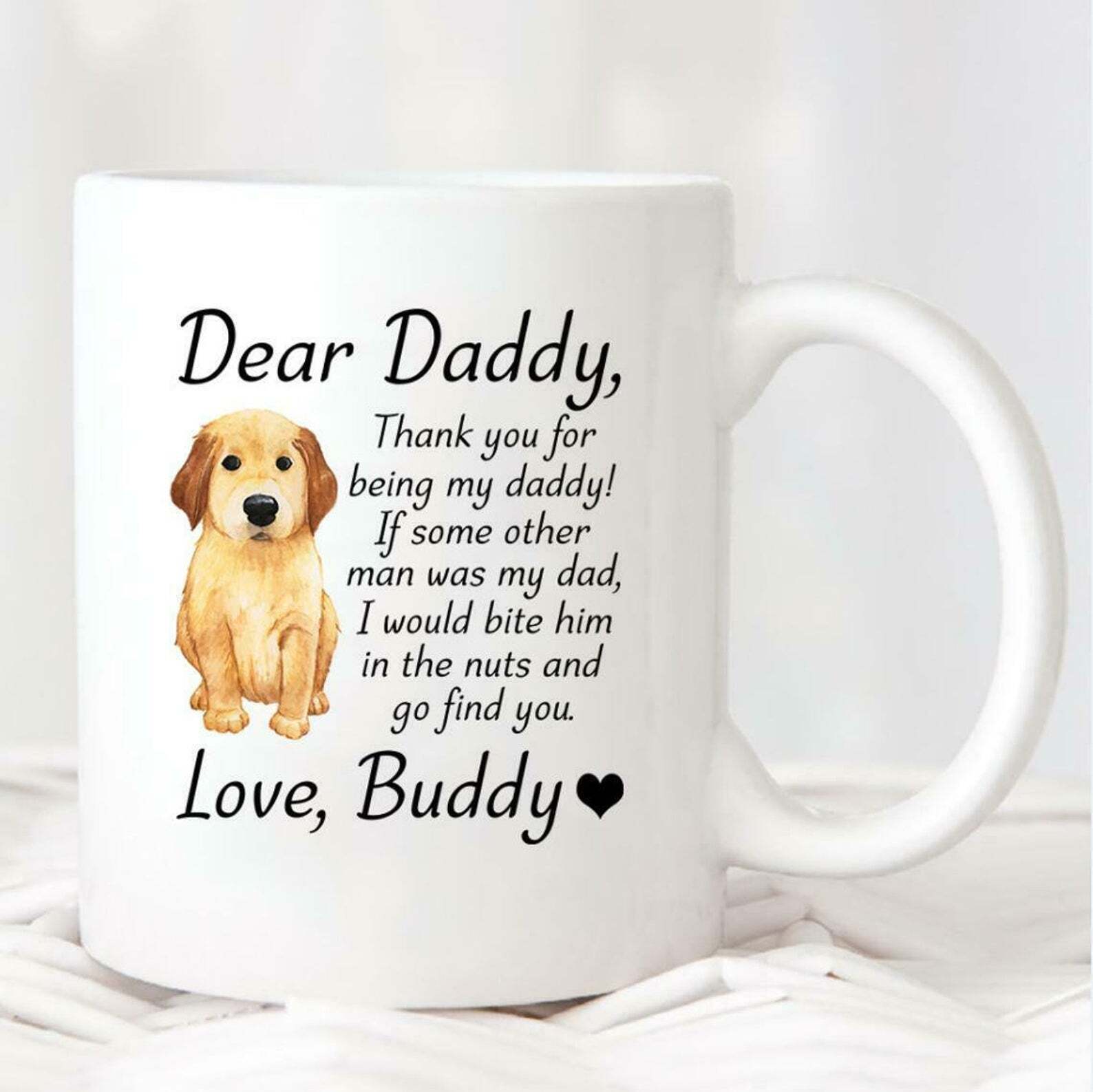 Personalized Dear Daddy Dog Dad Mug Custom Fathers Day Birthday Gift For Dad