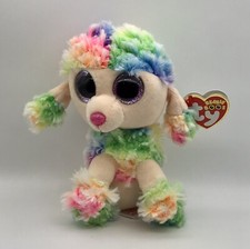 Ty Beanie Boos Rainbow the Poodle Dog 6" Tie Dye Glitter Eyes 2017 New With Tag