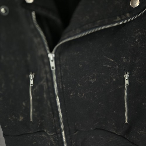 Wet Seal Cropped Moto Jacket Womens S Black Asymmetrical Zip Y2k Stone Wash - Picture 7 of 17