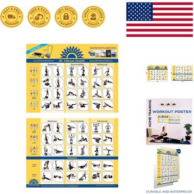Laminated Vibrating Exercise Chart - Essential 36''x24'' Guide for Home Workouts