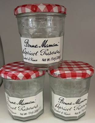 Bonne Maman 13 oz Glass Jam Jelly Jar + Lid for Crafts Food Storage 3 jars