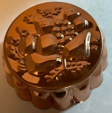 Vtg 8” Copper Metal Fruit Embossed Mold Wall Hanging