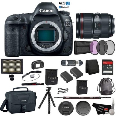 Canon EOS 5D Mark IV Digital SLR Camera +24-105mm f/4L II Lens Bundle +Spare Bat