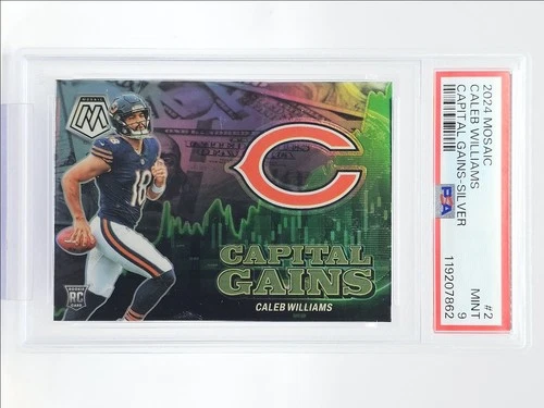 CALEB WILLIAMS 2024 MOSAIC ROOKIE CAPITAL GAINS SILVER PRIZM RC PSA 9 Q3325