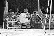 Queen Elizabeth II state visit to Marrakech Morocco The Queen sits- Old Photo