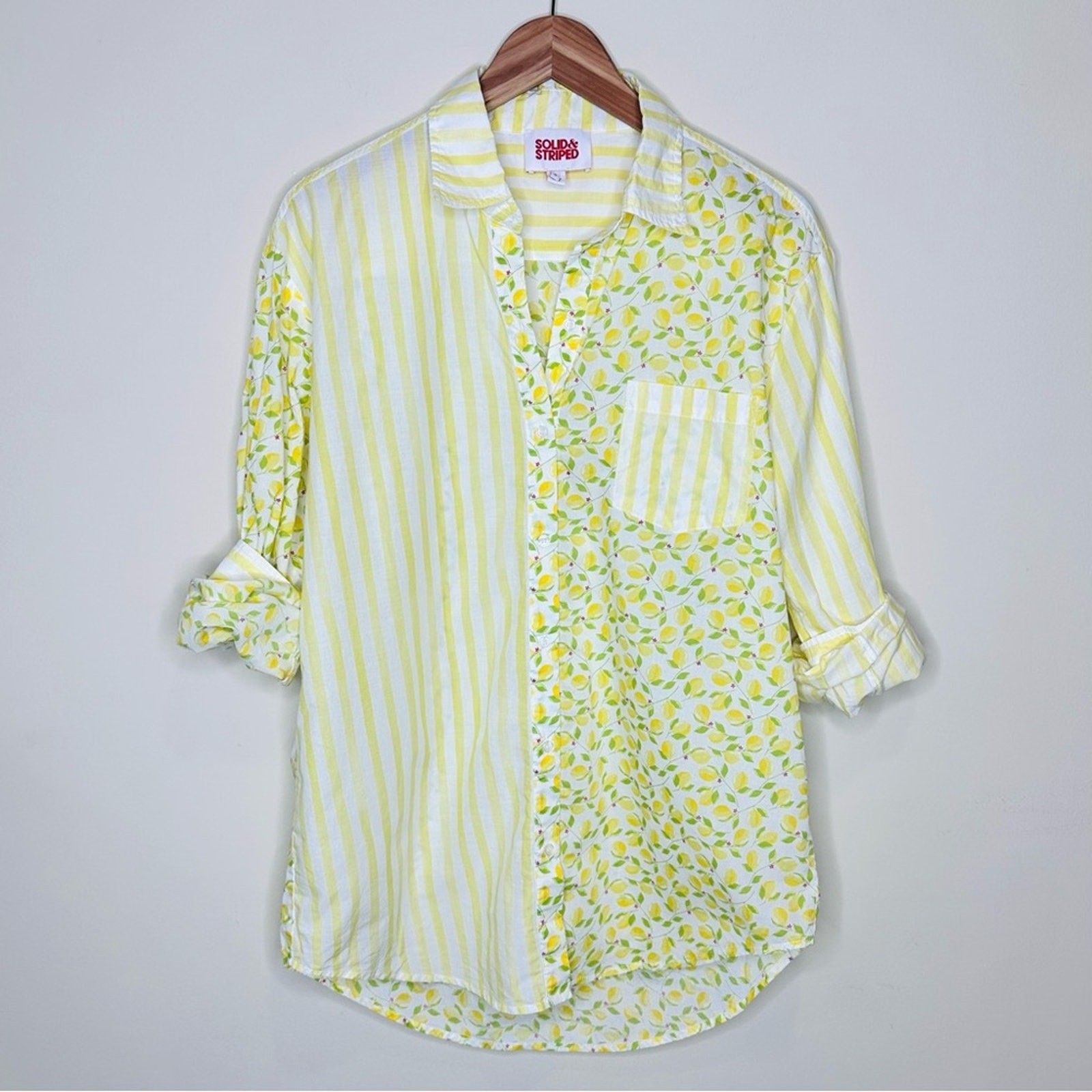 SOLID & STRIPED Lemon Print Button Down Shirt Siz… - image 12