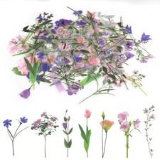 80 Pieces Natural Flower Stickers for Scrapbooking, Self-Adhesive Purple