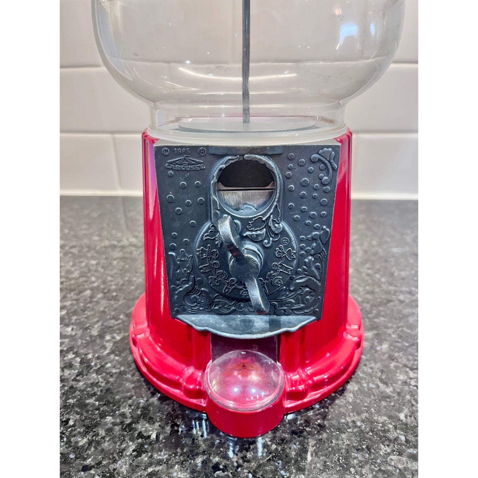 Carousel Red Gumball Machine Candy Dispenser Vintage 1985