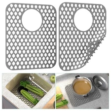 TOOVEM Kitchen Sink Mats 2PCS Non-Slip Heat Resistant Silicone Protector Mat