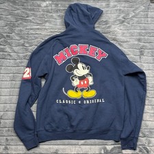 Disney Parks Mickey Mouse Zip Up Hoodie Navy Blue Hanes Mens Large Classic 28