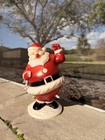 Christmas Blowmold 1950s Glowing Jovial HY-G SANTA Lighted Hard Plastic Decor — photo 2