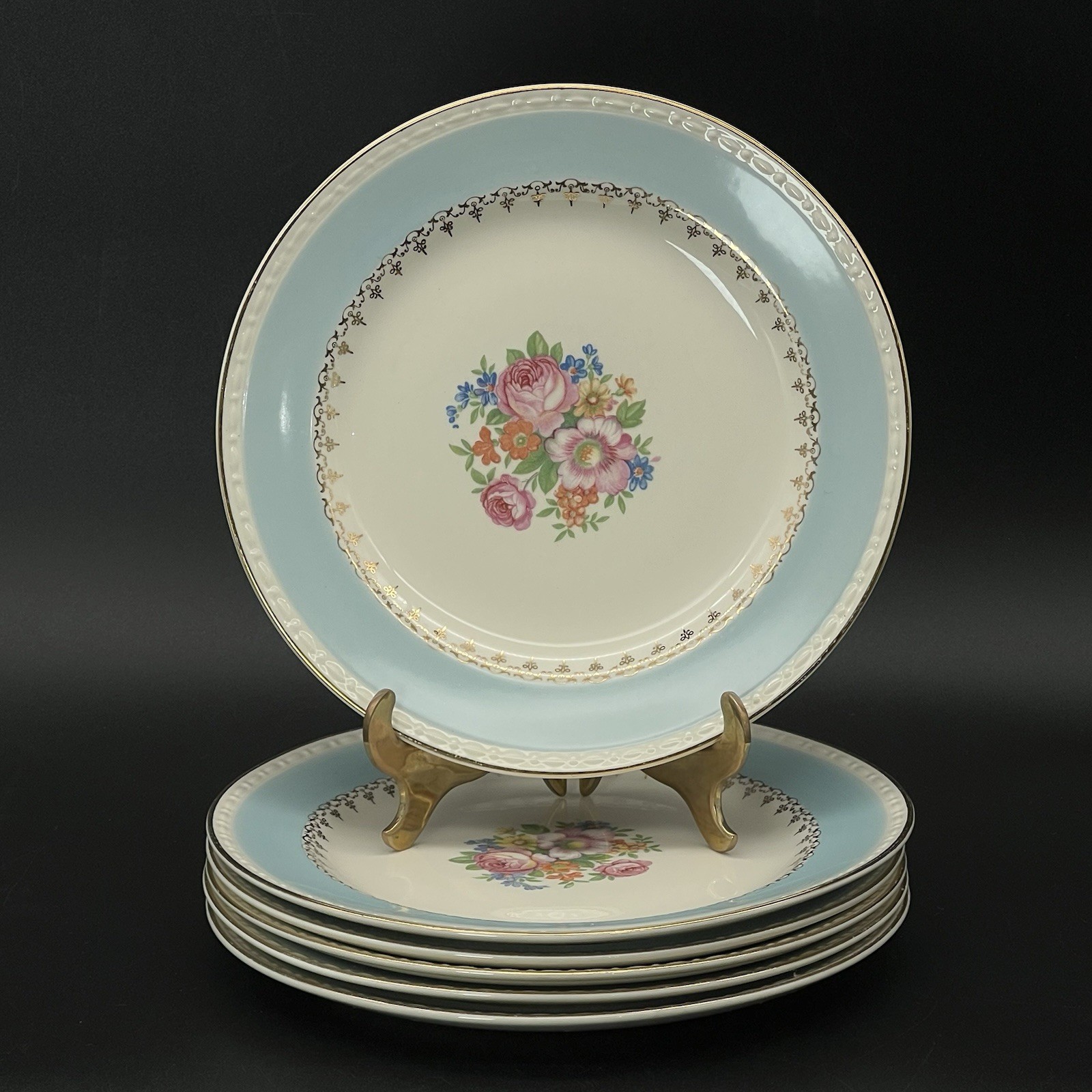 Vtg Homer Laughlin Egg Shell Georgian Set Of 6 Dessert Plates 7” Made In USA