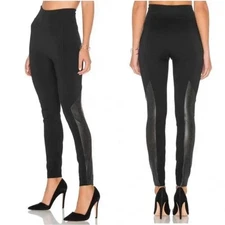 SPANX Perforated Faux Leather Panel Leggings – Black (Size M)