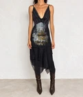 Save The Queen Mesh Avantgarde Dress Asymmetric City Print party Sheer 2000’s