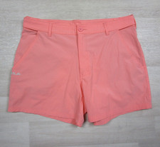 Huk Pursuit Fishing Shorts L Lightweight Quick Dry Performance 5  Inseam Pink