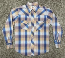 VTG Wrangler American Cowboy Pearl Snap Western Shirt Long Sleeve Men's Sz Small