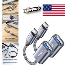 USB C to USB 3.0 Adapter 2 Pack Grey Nylon Tangle Free for Fast Data Transfer