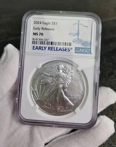 1oz American Eagle Silver Bullion Coin Medal Pure Fine US Liberty 2024 MS 70 NGC
