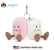 Jellycat Amuseables Marshmallows Pair – Pink & White Plush Keychain Charms NWT