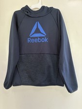 Reebok Kids Boys Logo Graphic Solid Blue 100 Polyester Long Sleeve Hoodie 8 M