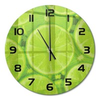 Runde Moderne Wanduhr Aus GehäRtetem Glas Limetten Schwarze Zeiger Fi60 Cm