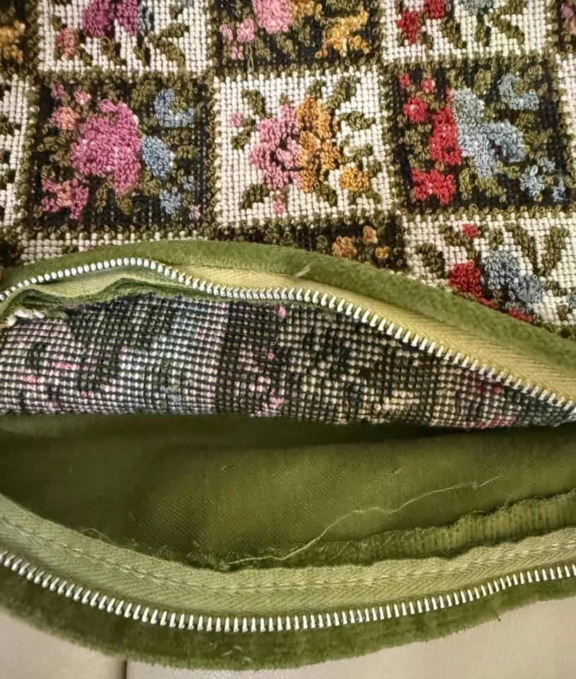 Cojín de asiento de silla tapiz vintage floral MCM Mod retro kitsch defectos de terciopelo Foto 4 de 4