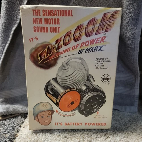 Vtg 60s MARX Za-Zooom Za Zoom Bicycle Mount Battery Op Motor Engine Sound Box!