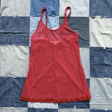 victoria  s secret VTG y2k sheer red micromesh lace slip dress lingerie USA XS