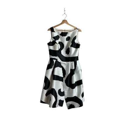 IEENA for Mac Duggal Black White Abstract Print Sleeveless Cocktail Dress