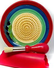 BonCera, All-in-one Premium Ceramic Garlic Grater Plate 4-Piece Set - Multico...