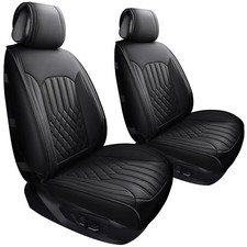 Front Car Seat Covers Waterproof Leather Seat Covers for 2 PCS Front Seat Black
