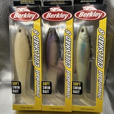 Berkley PowerBait 8” Cull Shad Soft Swiw Bait, 3 Colors 3-pack