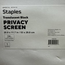 Staples Translucent Black Privacy Filter for 24" Widescreen Monitors 16:9  NEW