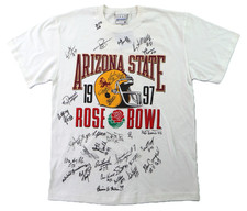 Vintage 90s 1991 M L Arizona State ASU Sun Devils Rose Bowl T Shirt SIGNED NWT