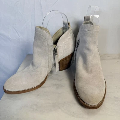 Sam Edelman Mathia Beige Gamuza Botines Mujer 6M Whipstitch Botín Tacón Bloque - Imagen 1 de 4