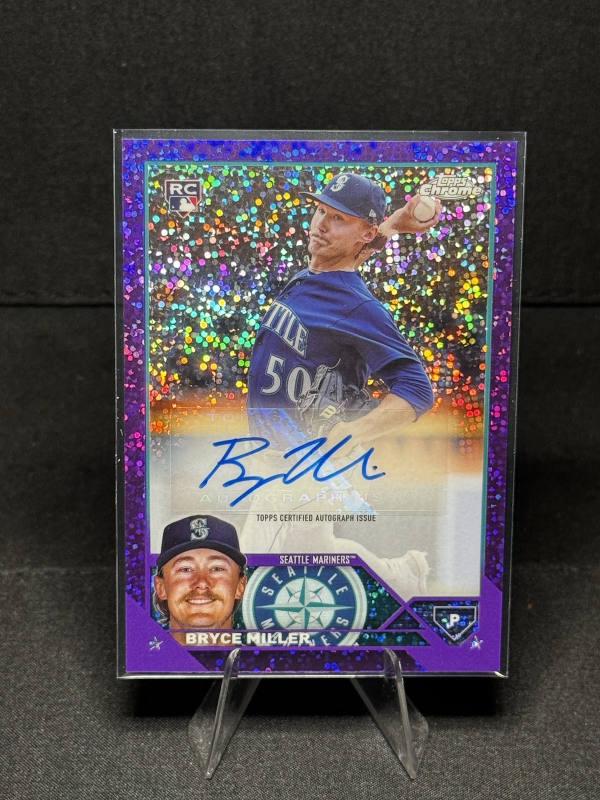 2023 Topps Chrome Update auto Bryce Miller Purple Speckle Refractor /299 RC AU
