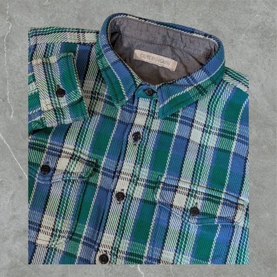 Outerknown Blanket Shirt Men Small Button Long Sleeve Heavyweight Green Plaid