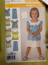 Simplicity 3511 sewing pattern, Toddler Top/Tunic/Pants EASY TO SEW Sz 1/2-4 UNC