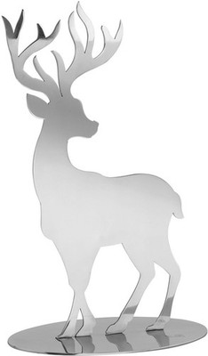 Fink Deko Hirsch 20x12.5cm Edelstahl silber Hirschfigur Dekofigur zum Aufstellen