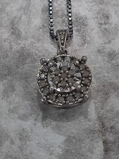 Sterling Silver Necklace Real Diamonds Nice SUN