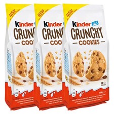Ferrero Kinder Crunchy Cookies Milk Chocolate Chip Crumbly Biscuits Pack 3x136g