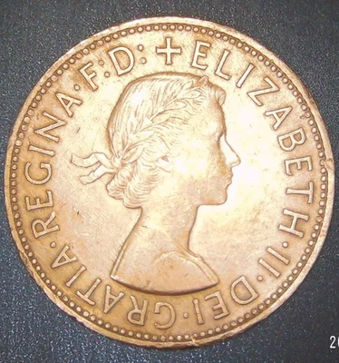 1966 UK Great Britain Lg One Penny Queen Elizabeth II. Buy, get free US coin. - Image 1 of 2