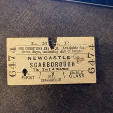 Railway. Ticket.    (  Newcastle.  To. Scarborough.   55.    )
