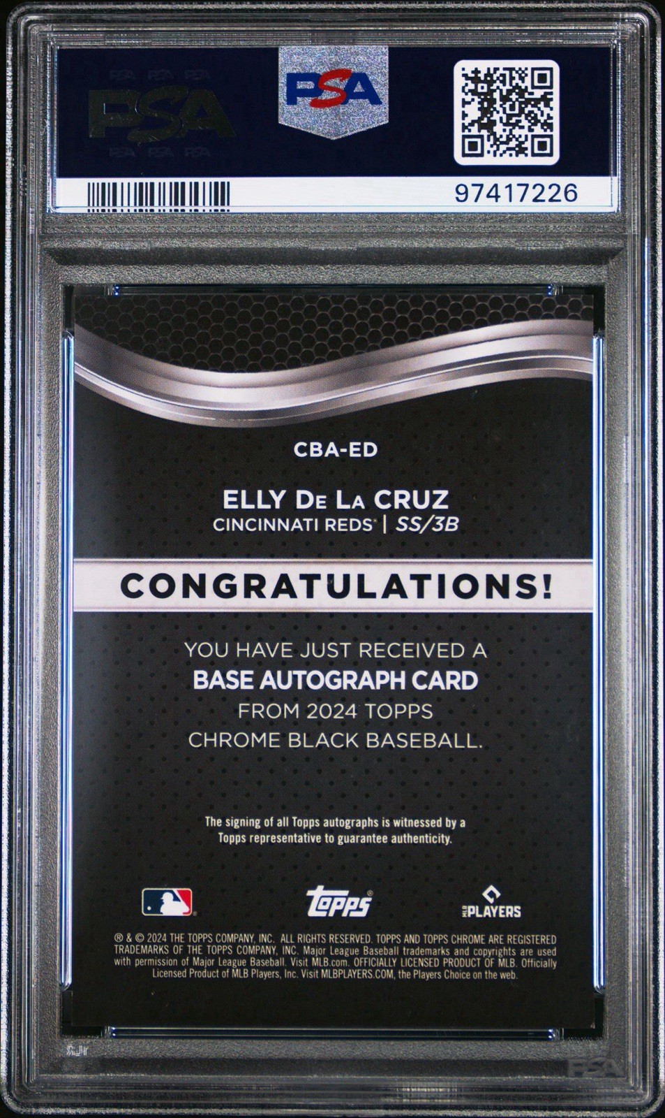2024 Topps Chrome Black - Autographs Elly De La Cruz #CBA-ED Gold Refractor /50 view 2