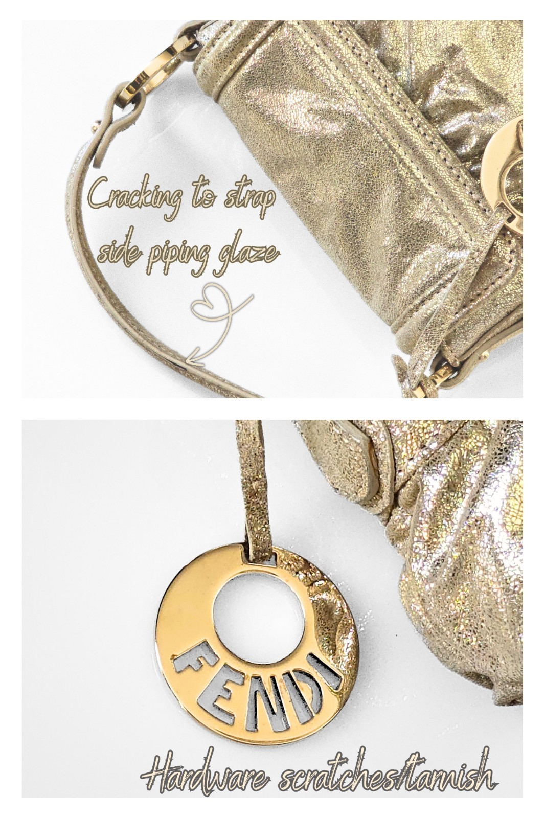 Fendi Mini Chef Bag Metallic Champagne Gold Vintage thumbnail 13