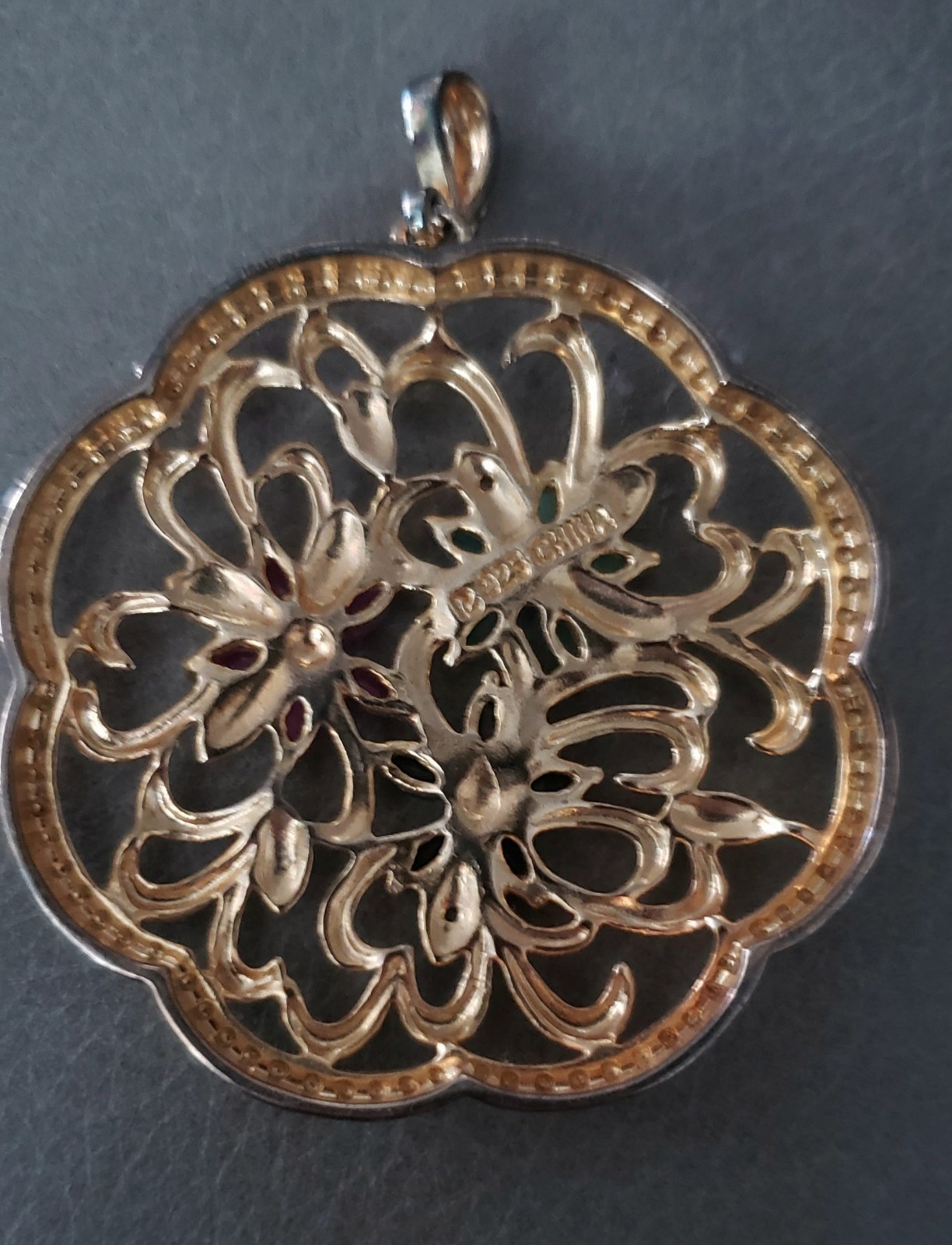 Ross Simons Ruby, Emerald, Sapphire Flower Pendan… - image 2